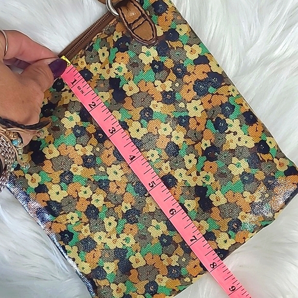Fossil Key Per Crossbody Bag Purse Coated Canvas Floral Flower Adjustable Strap - Picture 12 of 17